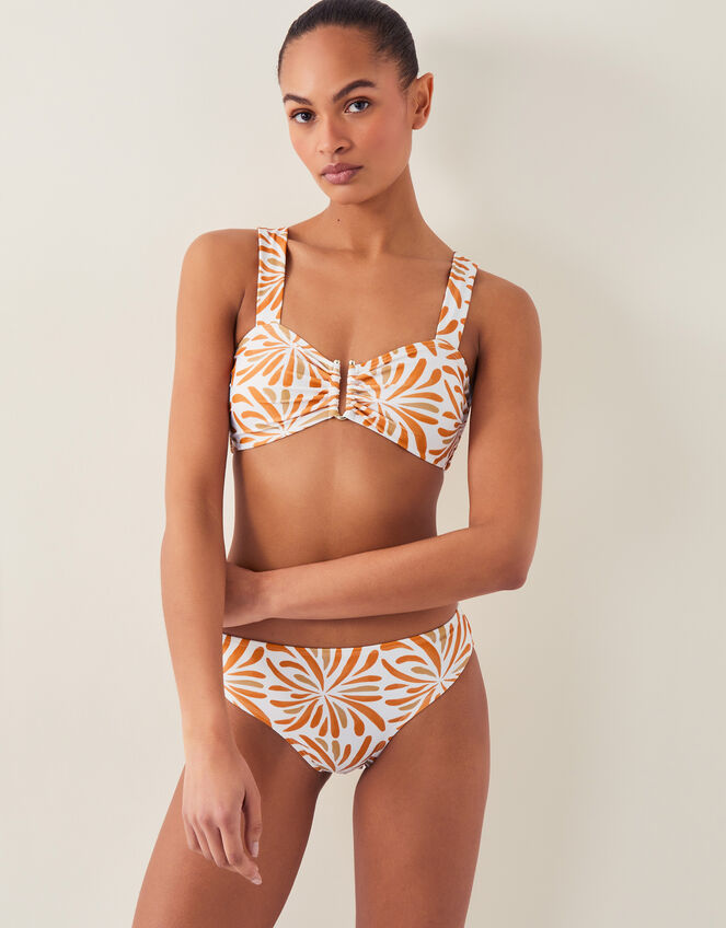 Cece Block Print Bikini Top, Orange (ORANGE), large