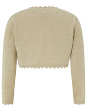 Baby Niamh Cropped Sparkle Knitted Cardigan, Gold (GOLD), large
