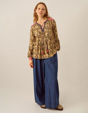 East Kiku Ikat Print Blouse, Green (GREEN), large