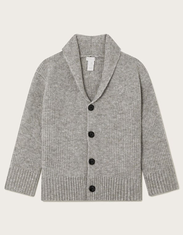Shawl Collar Chunky Cardigan, Grey (GREY), large