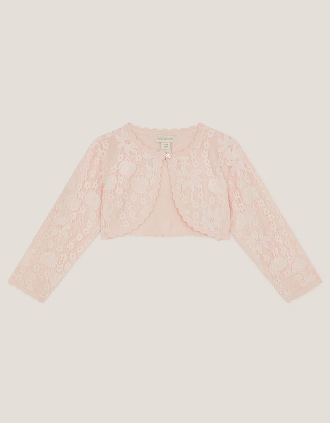 Baby Emilia Lace Scallop Cardigan, Pink (PINK), large