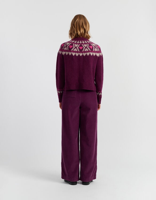 Chinti & Parker Heart Fair Isle Jumper, Red (MULBERRY), large