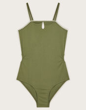 Texture Cut-Out Swimsuit, Green (KHAKI), large