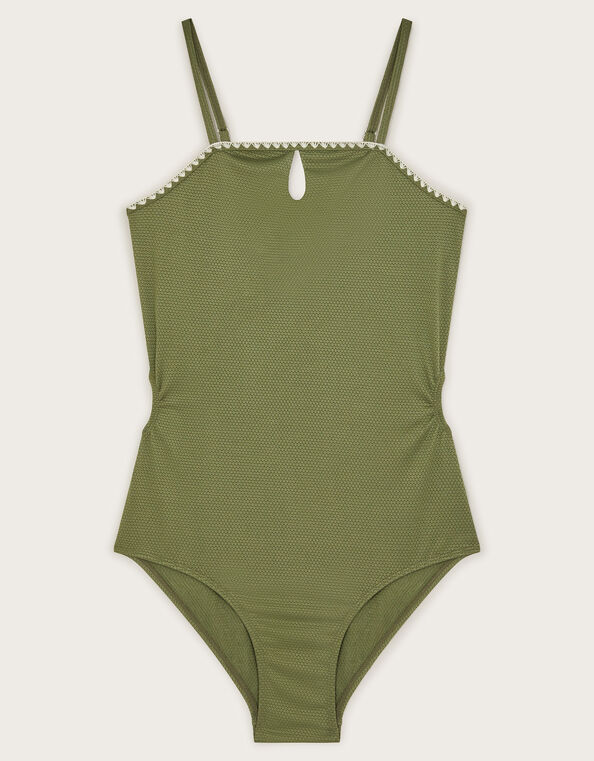 Texture Cut-Out Swimsuit, Green (KHAKI), large