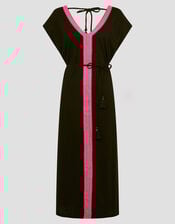 Estela Jersey Embroidered Kaftan, Black (BLACK), large