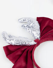 Meri Meri Velvet Bow Reindeer Antler Headband, , large