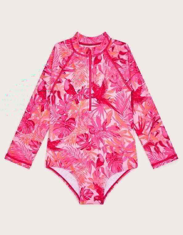 Birds Of Paradise UPF50 Long Sleeve Swimsuit, Pink (PINK), large