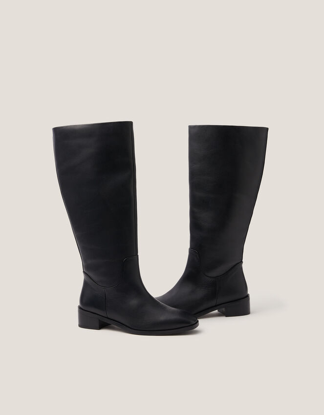 Meg Leather Knee-High Boots, Black (BLACK), large