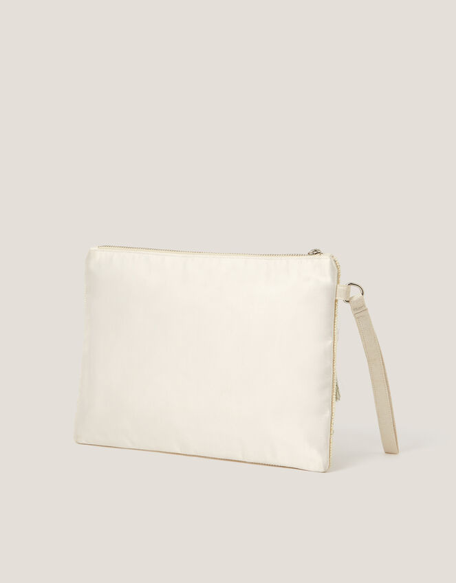 Febe Floral Embellished Tassel Pouch, , large