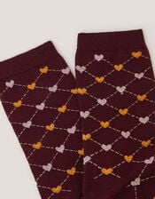 Sparkle Heart Argyle Socks, Red (BURGUNDY), large