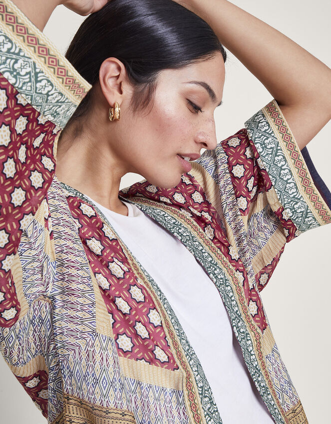 One Hundred Stars Mosaic Print Kimono, , large