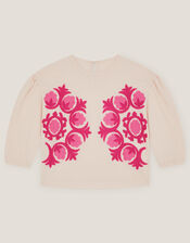 Chain Stitch Long Sleeve Top, Ivory (IVORY), large