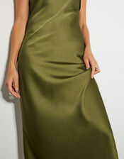 Jodie Halter Satin Maxi Dress, Green (KHAKI), large
