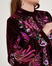 Verina Embroidered Velvet Jacket, Red (BERRY), large