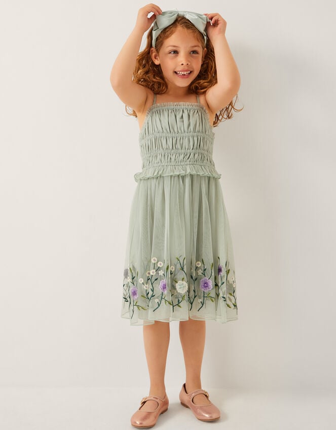 Sloan Tulle Embroidered Party Dress, Green (SAGE), large