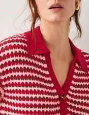 Cally Stripe Collar Jumper, Red (RED), large
