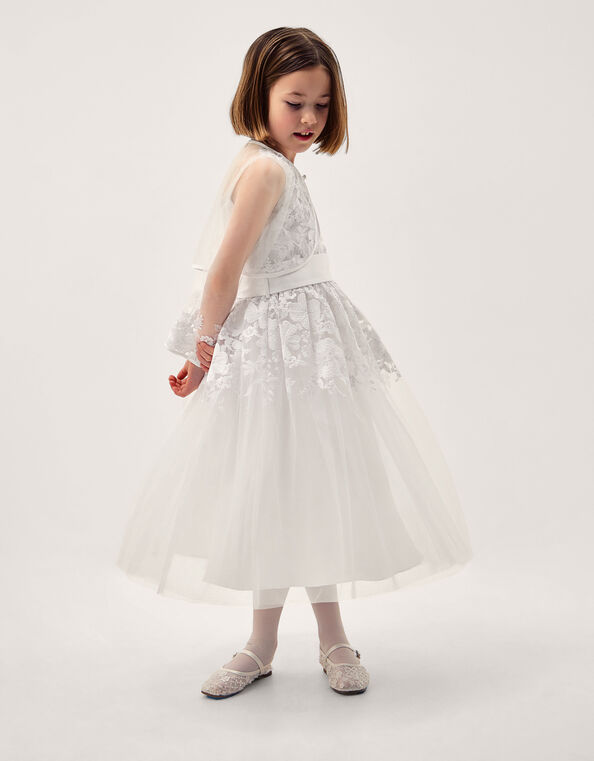 Felicity Embroidered Mesh Cardigan, White (WHITE), large