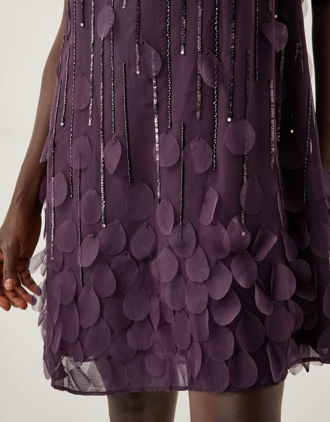 Cassidy Sleeveless Appliqu&eacute; Mini Dress, Purple (PURPLE), large