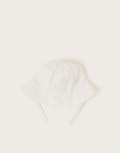 Baby Broderie Heart Sun Hat, Ivory (IVORY), large
