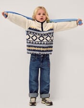 Ikat Print Half Zip Fleece, Camel (BEIGE), large