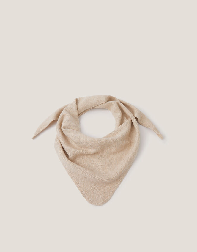 Fae Knitted Triangle Scarf, Natural (NEUTRAL), large
