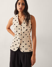 Isabel Polka Dot Waistcoat, Ivory (IVORY), large