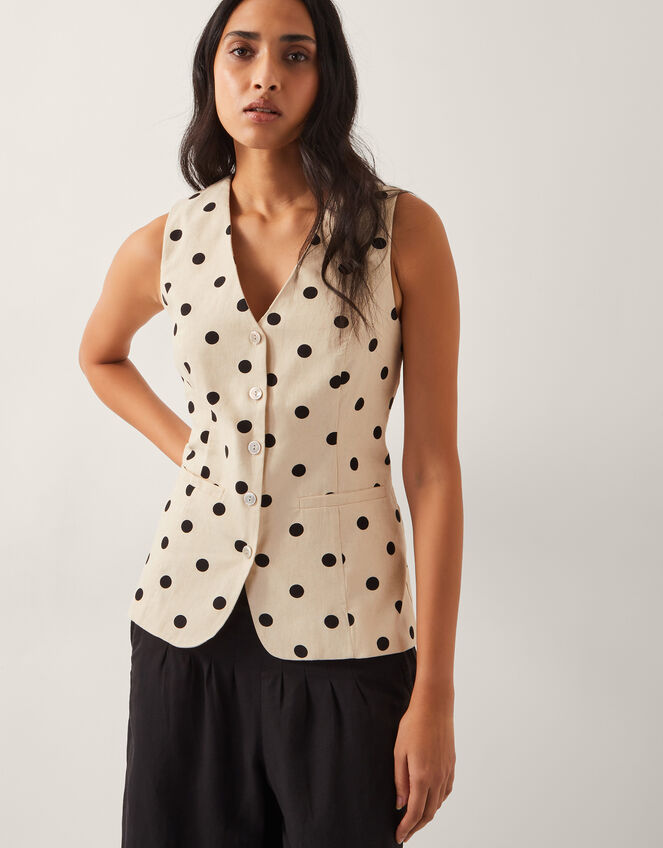 Isabel Polka Dot Waistcoat, Ivory (IVORY), large