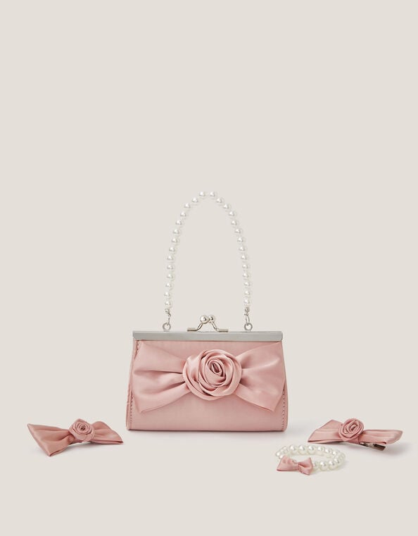 Bridesmaid Rosette Bag & Accessories Set, Pink (PALE PINK), large