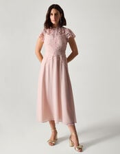 Monica Lace Midi Bridesmaid Dress, Pink (SOFT PINK), large