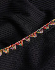 Rainbow Stitch Ribbed Bikini Set, Black (BLACK), large