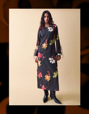 Clemence Camille Floral Print Jacquard Midi Dress, Black (BLACK), large