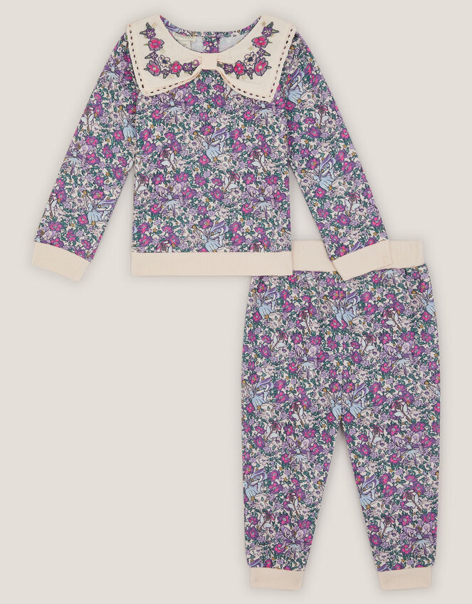 Baby Floral Sweatshirt & Joggers Set, Purple (PURPLE), large