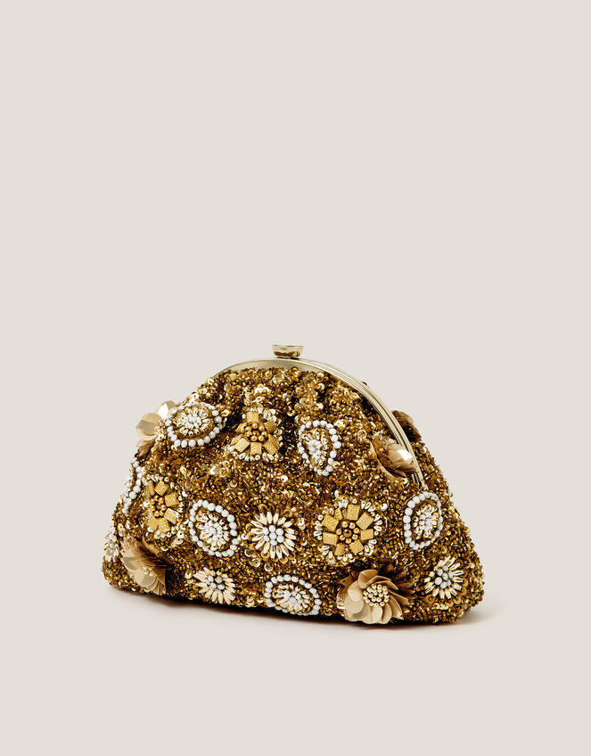 Lulu Flower Embellished Clutch Bag, , large