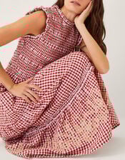 Greta Gingham Maxi Dress, Red (RED), large