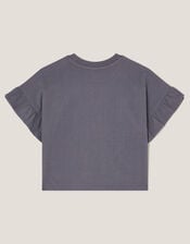 Happy Place Frill T-Shirt, Grey (GREY), large
