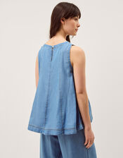 Daria Swing Chambray Tank Top, Blue (DENIM BLUE), large