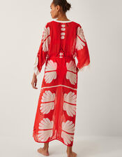 Nara Leaf Print Kaftan, Orange (RUST), large