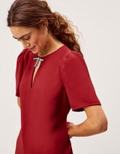 Arlette Feather Mini Dress, Red (RED), large