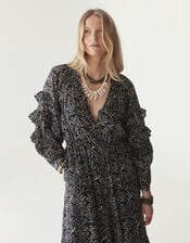 Maison Hotel Carmencita Ruffle Midi dress, Black (BLACK), large