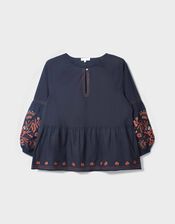 East Cerza Floral Embroidered Top, Grey (CHARCOAL), large