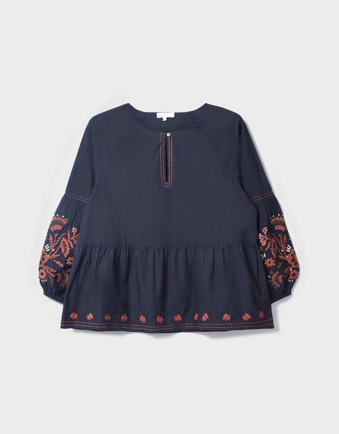 East Cerza Floral Embroidered Top, Grey (CHARCOAL), large