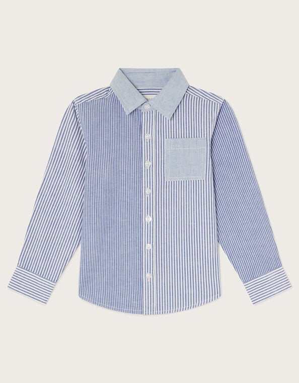 Contrast Stripe Shirt, Blue (BLUE), large