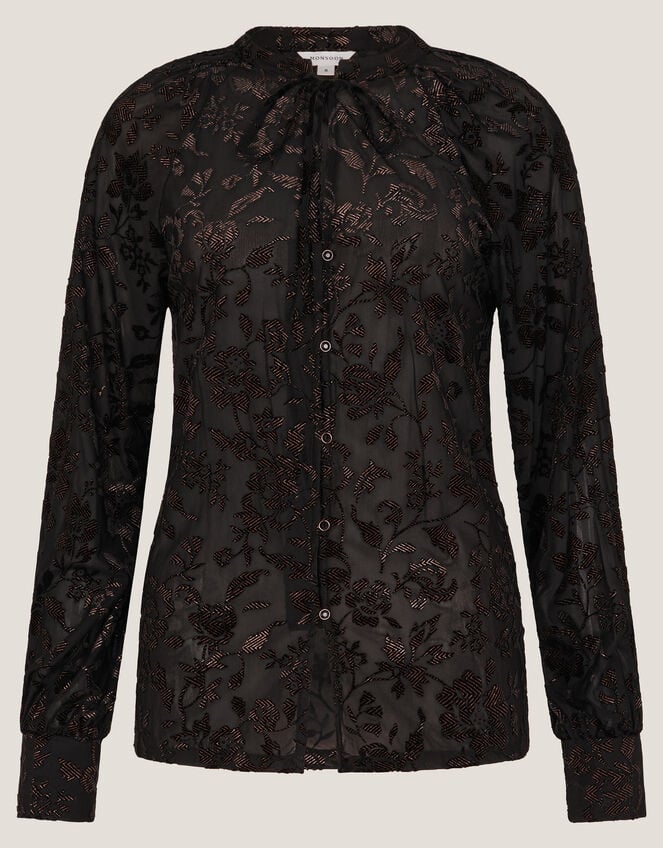 Dory Sparkle Devor&eacute; Shirt, Black (BLACK), large