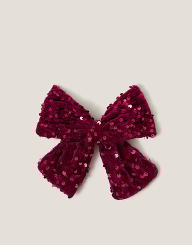 Sequin Velvet Bow Hair Clip, , large
