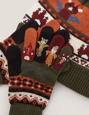 Dragon Beanie Hat & Gloves Set, Green (GREEN), large