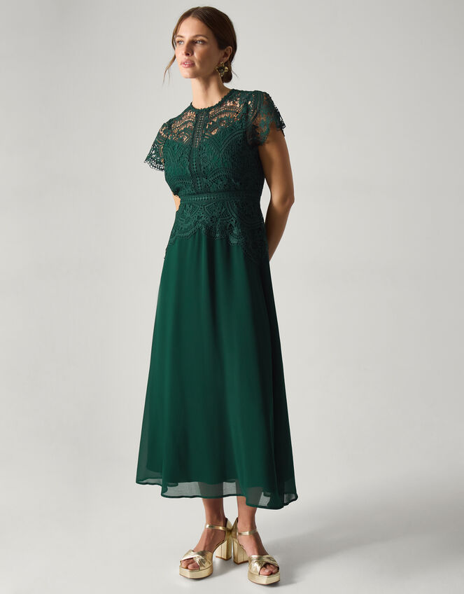 Monica Lace Midi Bridesmaid Dress, Green (GREEN), large