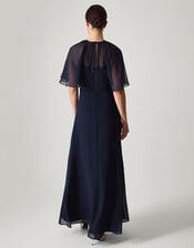 Mona Angel Sleeve Maxi Dress, Blue (NAVY), large