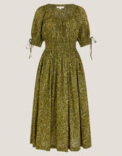 Delma Paisley Print Midi Dress, Green (GREEN), large