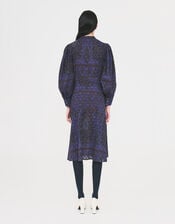 Antik Batik Tamari Paisley Jacquard Midi Dress, Blue (NAVY), large