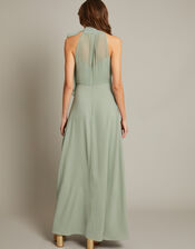 Monika Halter Chiffon Maxi Dress, Green (SAGE), large
